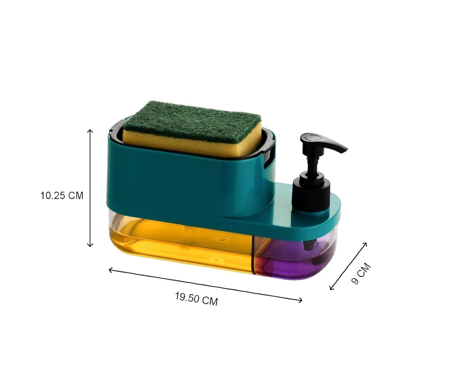 3-in-1 Soap Dispenser with Sponge Holder - Modern Design - ABS Plastic - Multicolor