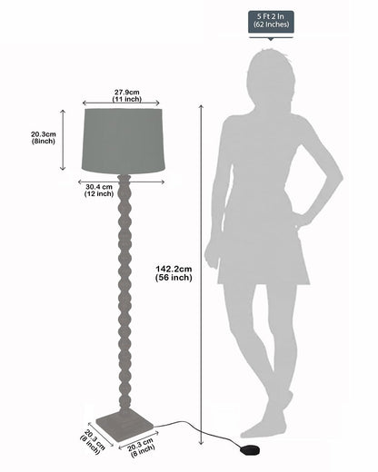 Floor Lamp Classic Design Wooden Base Off-White Shade 142x30x27cm