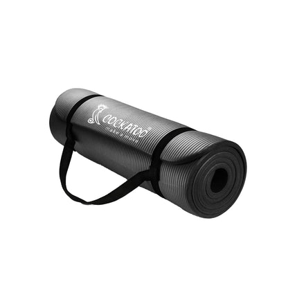 15mm Thick Anti-Slip Yoga Mat with Carrying Strap - Black
