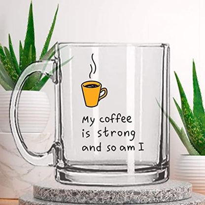 Coffee Mug with Quote - Transparent Glass - 330ml - Unique Design