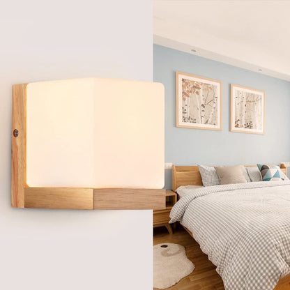 Wooden Wall Light with PVC Shade, Modern Design, Brown Finish, 4W LED, Ideal for Bedroom and Living Room