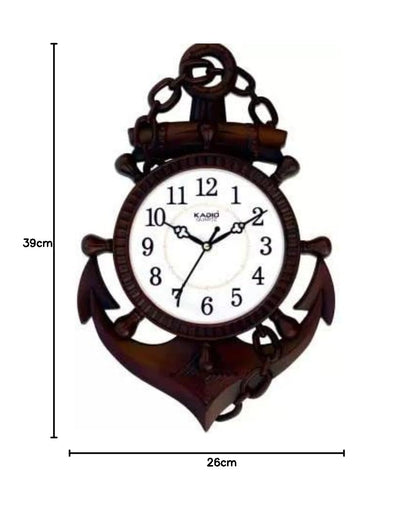 Kadio Analog Wall Clock 39 cm x 26 cm Black Plastic Frame with Glass
