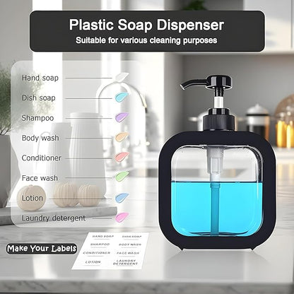 Soap Dispenser Manual Operation Black Plastic 300ml 19cm x 12.5cm