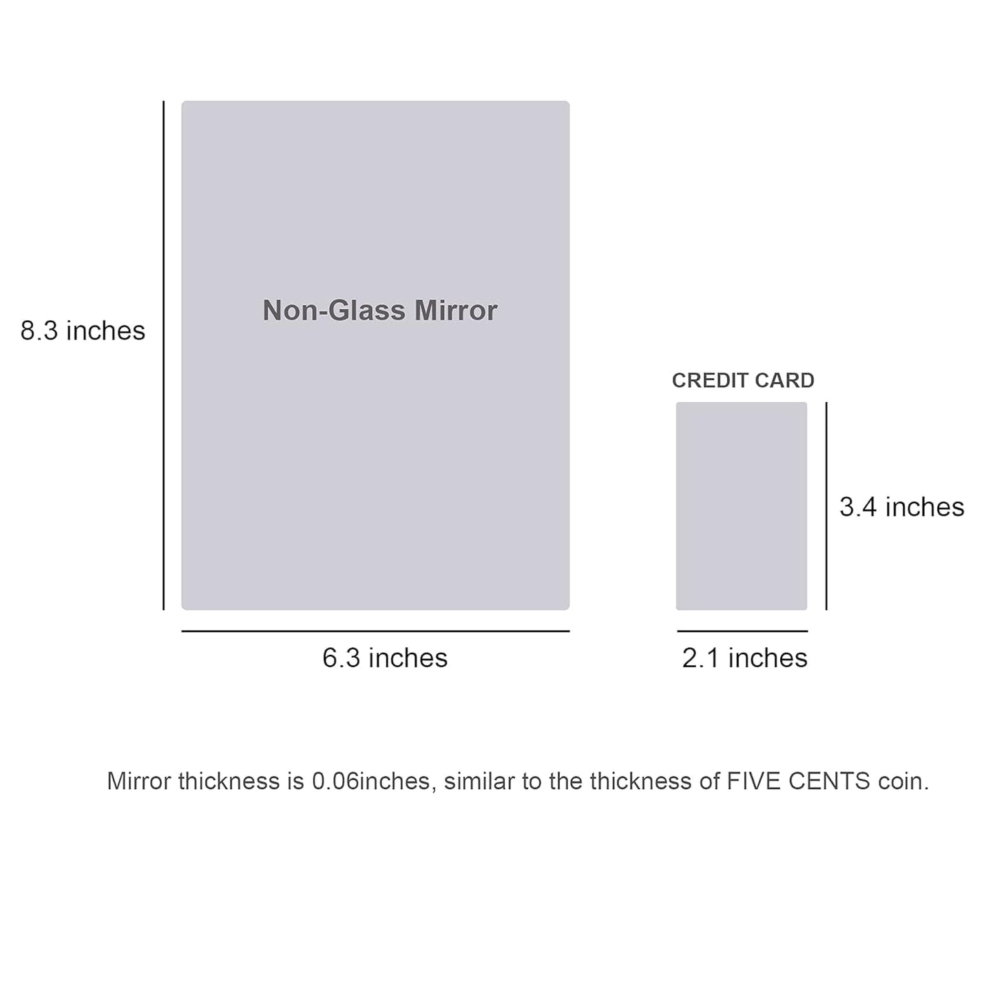 Acrylic Wall Mirrors - Rectangular Shape - 6.3'' x 8.3'' - Self-Adhesive - Pack of 4