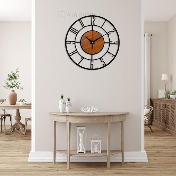 Metal Wall Clock with Large Numbers - 30 cm - Battery Operated - Modern Design for Home Decor
