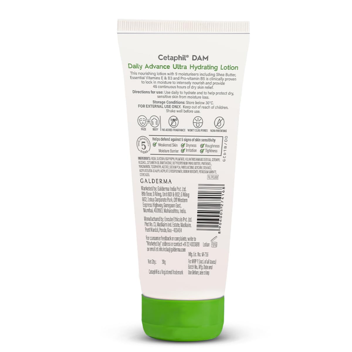 Ultra Hydrating Lotion for Dry, Sensitive Skin, 30g, Fragrance-Free