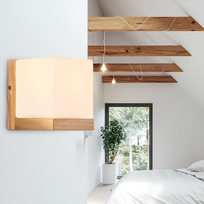 Wooden Wall Light with PVC Shade, Modern Design, Brown Finish, 4W LED, Ideal for Bedroom and Living Room