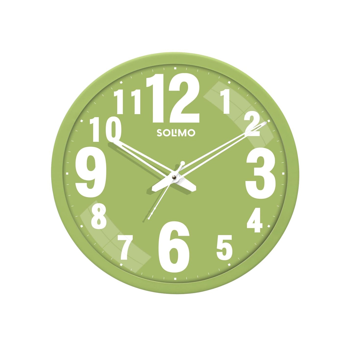 12-Inch Light Green Plastic Analog Wall Clock with Silent Movement