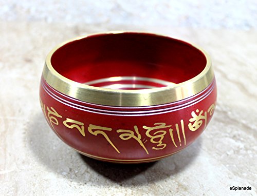 Singing Bowl Tibetan Buddhist Instrument 5 Inch Red Metal Alloy with Striker Stick