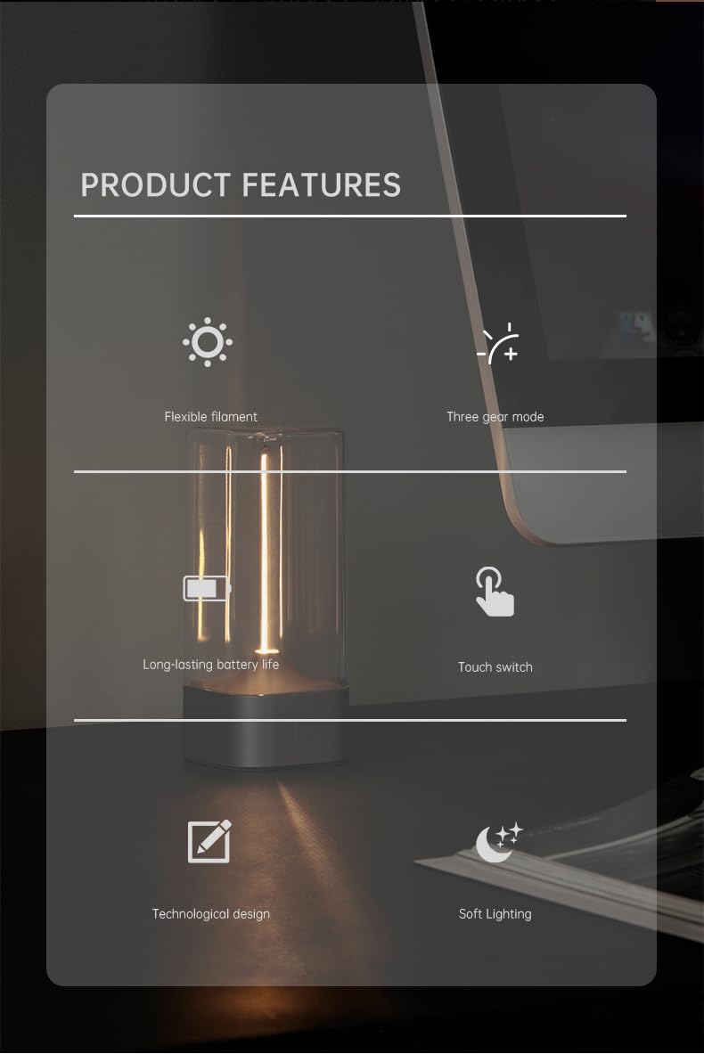 Rechargeable LED Table Lamp - Minimalist Design - Portable - 1000mAh Battery - Modern Nightstand Light