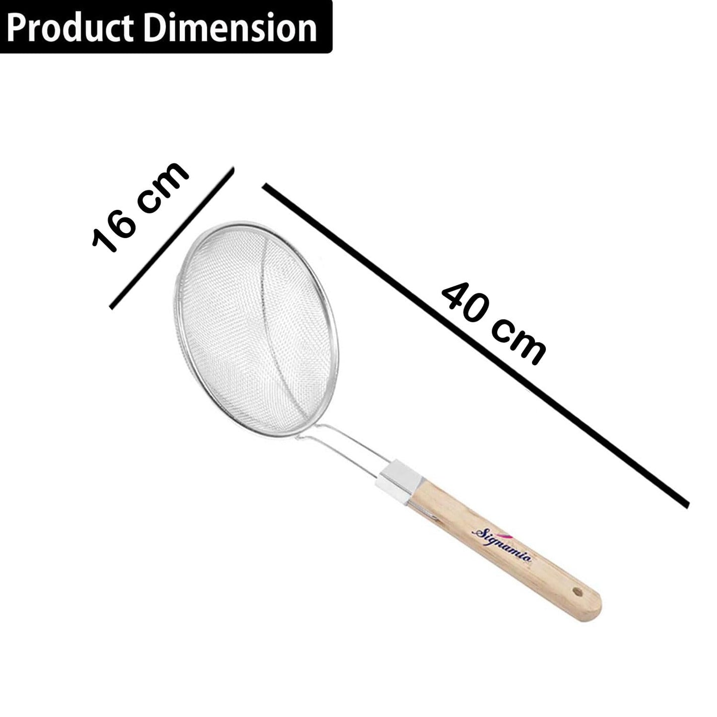 Signamio Diameter 16 cm Stainless Steel Deep Fry Net Spoon Oil Strainer