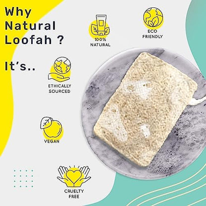 Natural Sun Dried Bath Loofah, Eco-Friendly Exfoliating Sponge, 3 Pack