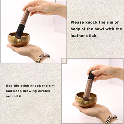 Tibetan Singing Bowl Set - Handcrafted Bronze Alloy - 3.15 Inch - Includes Cushion, Mallet, and Storage Bag