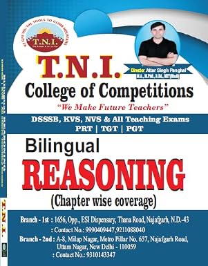 Bilingual Reasoning (Chapter wise Coverage) DSSSB, KVS, NVS & All Teaching Exams PRT/TGT/PGT Paperback  1 January 2022