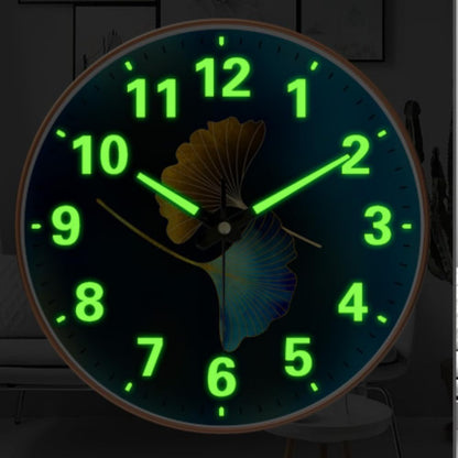 Wall Clock with Glow-in-the-Dark Features, 12-Inch Retro Design, Silent Quartz Movement, Radium Blue Flower