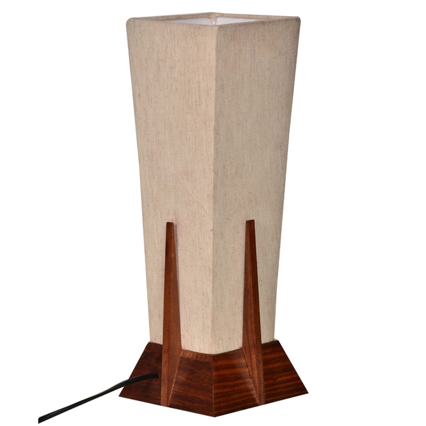 Table Lamp Handmade Pyramid Design Sheesham Wood Brown 14 Inch Without Bulb
