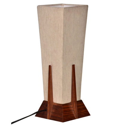 Table Lamp Handmade Pyramid Design Sheesham Wood Brown 14 Inch Without Bulb