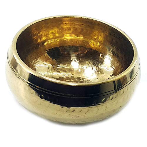 Singing Bowl with Mantras - Brass - Brown-Gold - 2.5 Inch x 4 Inch