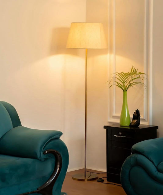 Modern Floor Lamp with Adjustable Height and Gold Finish - 12 Inches Shade, 54 Inch Height