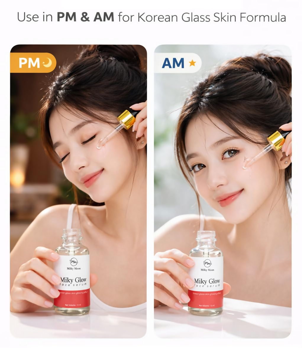 Milky Moon Glow Face Serum, Korean Glass Skin Glowing Effect, Brightens Skin, Deep Hydration