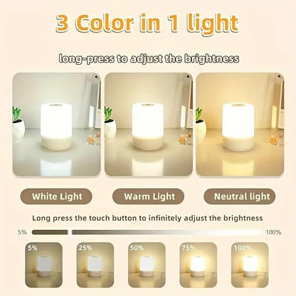 LED Touch Control Table Lamp - Dimmable Warm White - Rechargeable - Portable Design - ABS - Multicolor