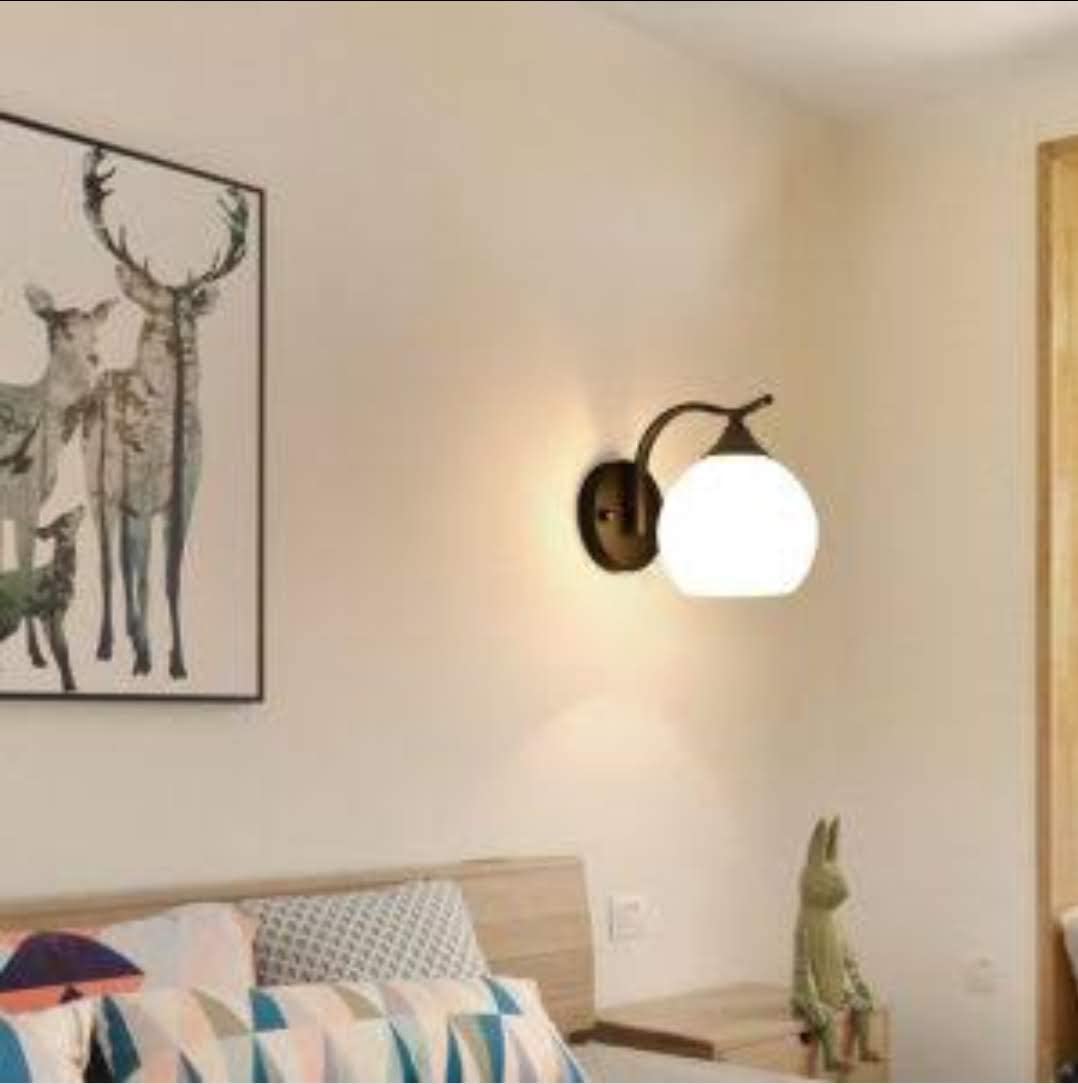 LED Wall Light Modern Design Black Metal & Frosted Glass 30cm