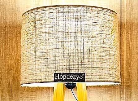 LED Standing Floor Lamp with Jute Drum Shade, Wooden Tripod Base, Modern Design for Living Room & Bedroom