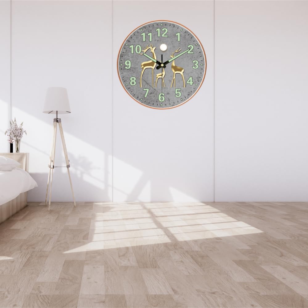 Silent 12-Inch Wall Clock with Glow in the Dark Numbers - Battery Operated, Non-Ticking, Modern Design