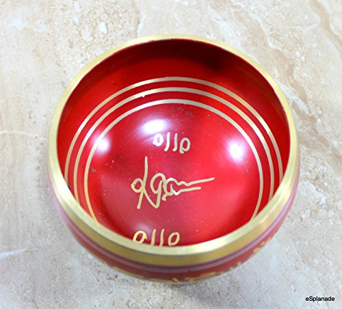 Singing Bowl Tibetan Buddhist Instrument 5 Inch Red Metal Alloy with Striker Stick