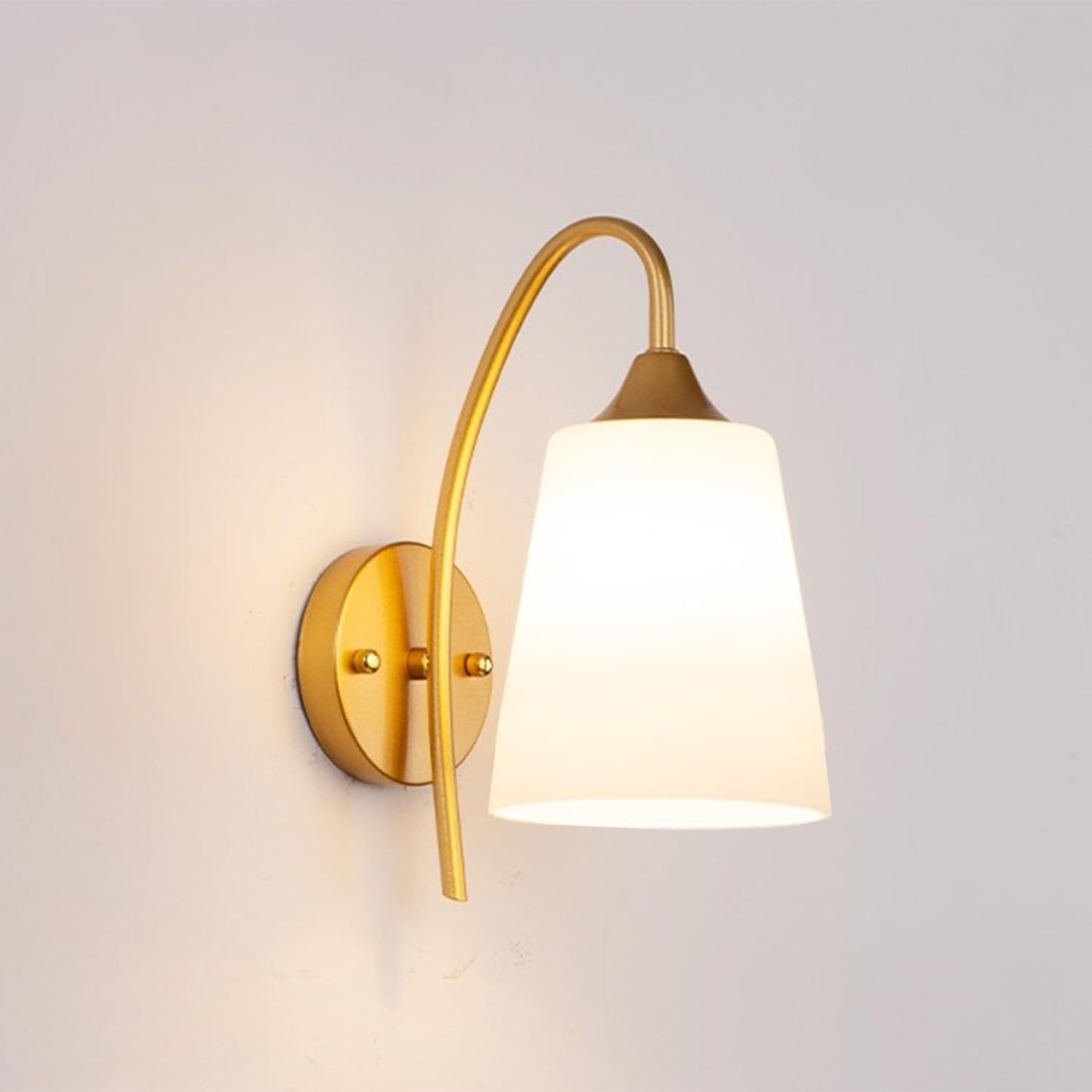 Wall Sconce Light Fixture with PVC Shade Gold Finish Metal 40W E27 for Bedroom Living Room Hallway