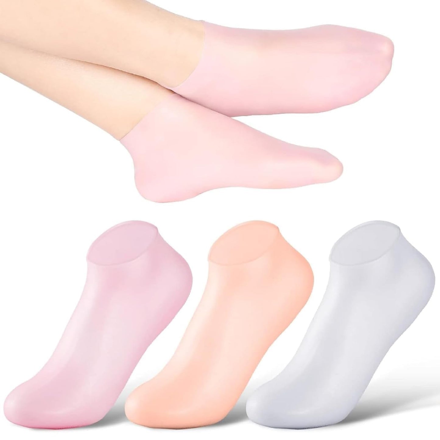 Silicone Heel Socks for Cracked Heels, Moisturizing Gel, 1 Pair
