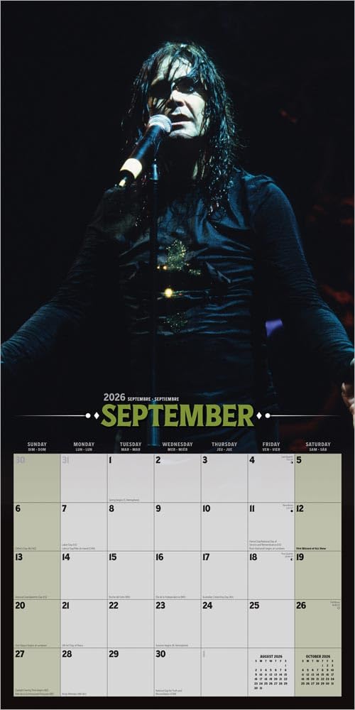 Ozzy Osbourne OFFICIAL | 2026 12 x 24 Inch (Hanging) Monthly Square Wall Calendar | BrownTrout | Heavy Metal Black Sabbath