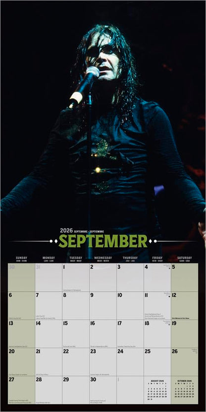 Ozzy Osbourne OFFICIAL | 2026 12 x 24 Inch (Hanging) Monthly Square Wall Calendar | BrownTrout | Heavy Metal Black Sabbath