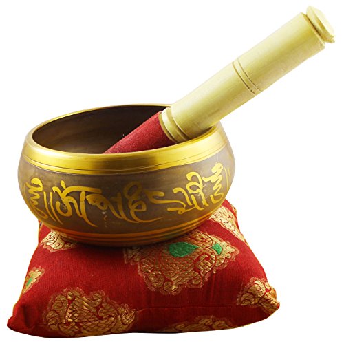 Singing Bowl Set - Yellow - 6.5 Inch - Includes Cushion & Mallet - For Meditation and Yoga