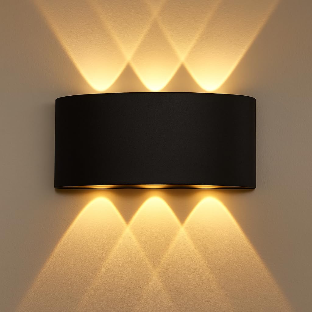 LED Wall Light Sconce Curved Design Black Die-Cast Aluminum 06 Watts Warm White