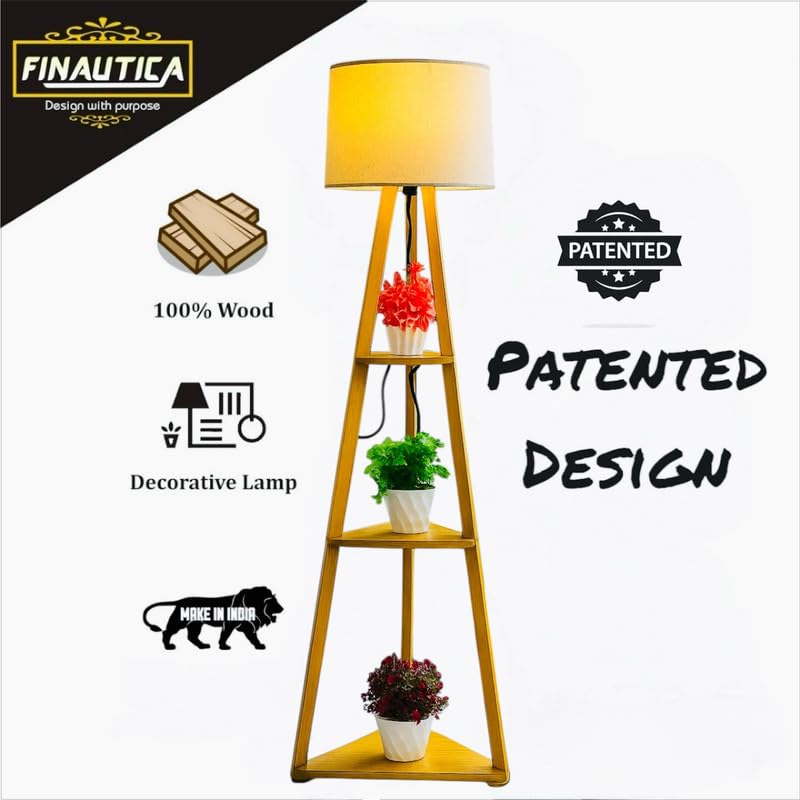 Floor Lamp Adjustable Wooden Tripod with Burlap Jute Drum Shade 11 x 12 Inch