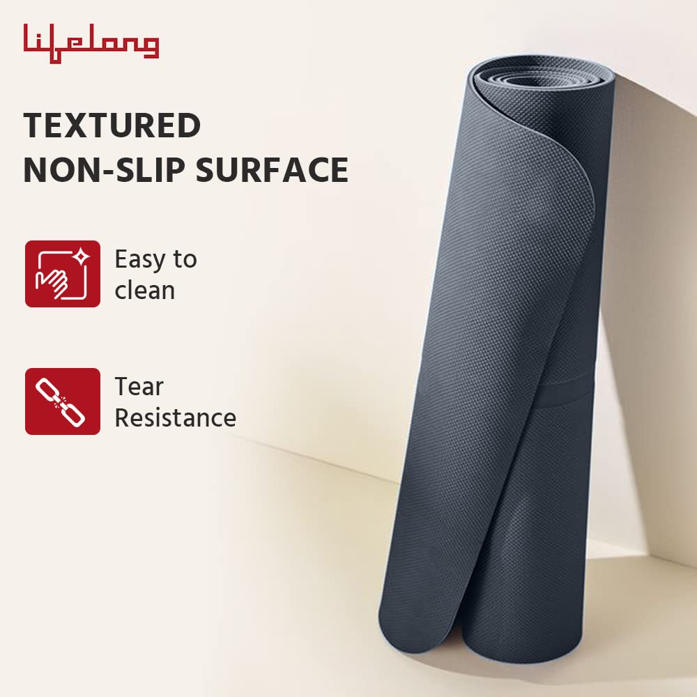 4mm Grey Anti-Slip Yoga Mat for Home and Gym Workouts