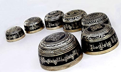 Singing Bowl Set - Chakra Healing - Black Painted - 7 Bowls - Nepal