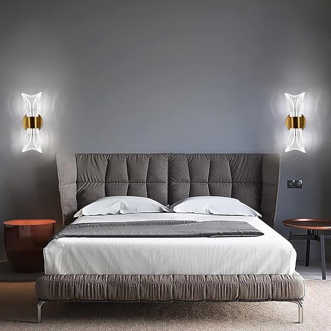 LED Wall Light with 3 Color Modes, Modern Acrylic Design, Gold Finish, 22 x 10 x 8 cm