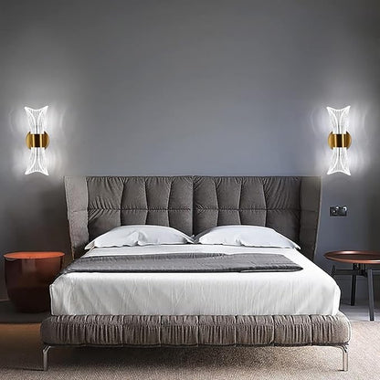 LED Wall Light with 3 Color Modes, Modern Acrylic Design, Gold Finish, 22 x 10 x 8 cm