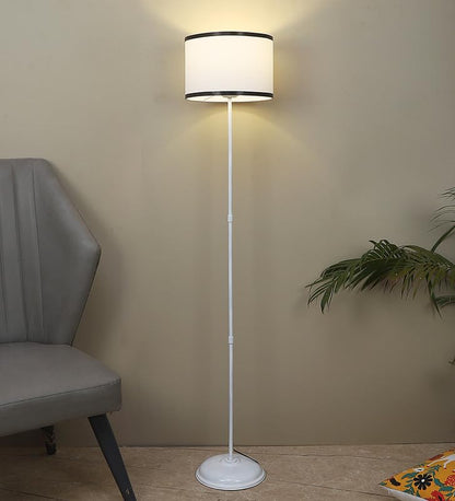 Metal Floor Lamp - Foldable Design - Black Stripe Shade - Adjustable Light - Modern Home Decor