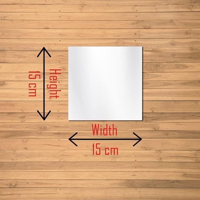 Square Acrylic Wall Mirror Stickers - Silver Reflective Finish - 15 x 15 cm - Pack of 10