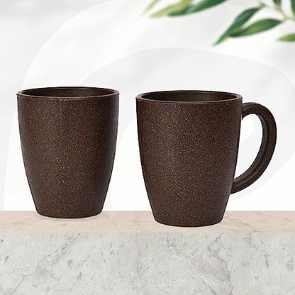 Coffee Mug Set of 2 | 300 ml | Earth-Friendly Rice Husk & Bamboo Fibers | Matte Finish | Microwave Safe