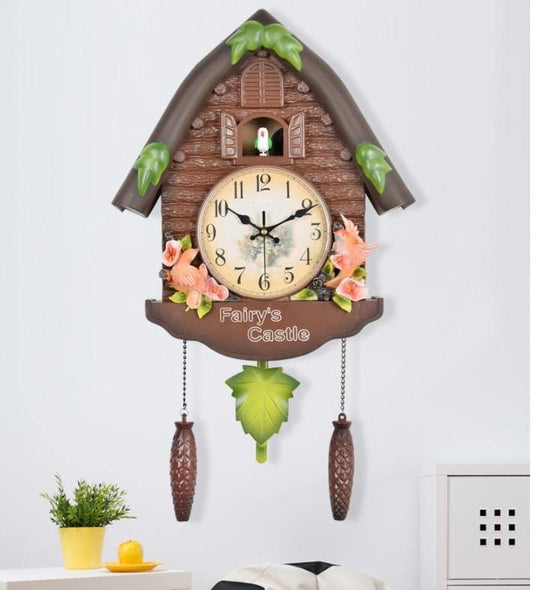 Analog Plastic Cuckoo Bird Wall Clock with Fixed Door (Does Not Open or Close), for Children’s Bedroom, 60 cm x 15 cm x 36 cm (BD55, Multicolor)