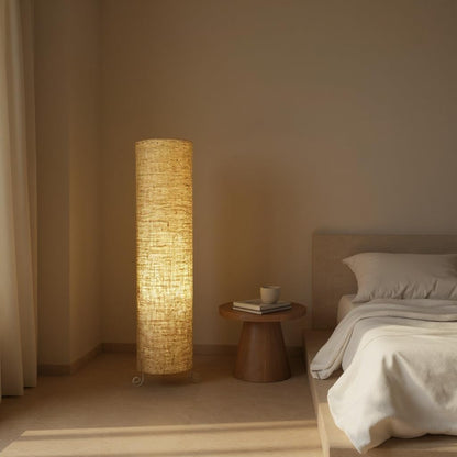 Dimmable Floor Lamp with Cotton Shade - Brown - Modern Design for Living Room, Bedroom, Office