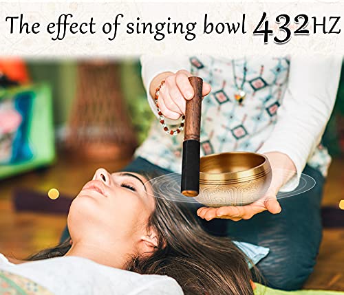 Tibetan Singing Bowl Set - 4" & 3.15" Handcrafted Metal Bowls with Cushion & Striker for Meditation