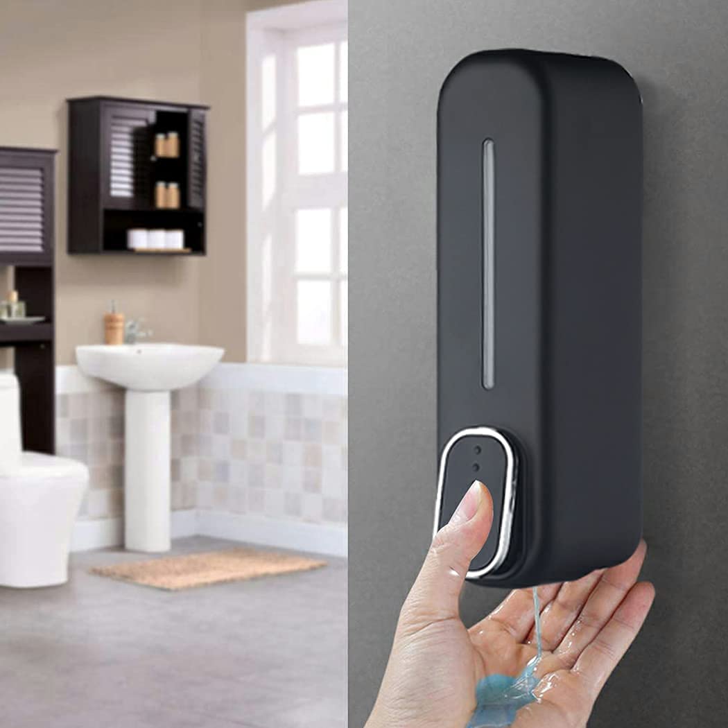 Wall Mounted Soap Dispenser - Black ABS Plastic - 350ml Capacity - Easy Assembly