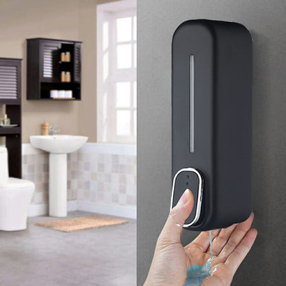Wall Mounted Soap Dispenser - Black ABS Plastic - 350ml Capacity - Easy Assembly