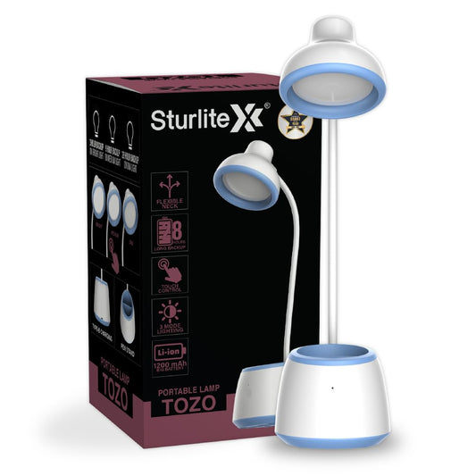 LED Table Lamp Dimmable 6W Rechargeable with Adjustable Neck and Pen Holder