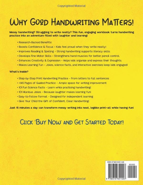 The All-in-One Print Handwriting Workbook for Kids: 145 Fun Pages to Master Writing Skills in Just 15 Minutes a Day with Jokes, Science Facts, Real Prompts & More 